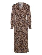 Vincent Wrap Dress Polvipituinen Mekko Brown Second Female