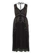 Laia Emb Dress Polvipituinen Mekko Black AllSaints