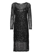 Mera Glitter Midi Dress Polvipituinen Mekko Black Minus
