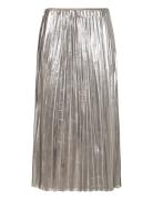 Metallic Pleated Skirt Pitkä Hame Silver Mango