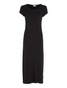 Modal Rib Cap Sleeve Dress Polvipituinen Mekko Black Calvin Klein