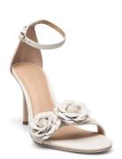 Allie Floral-Trim Nappa Leather Sandal Korolliset Sandaalit White Laur...