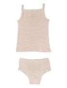 Strap Top And Underpants Striped Alusvaatesetti Pink Copenhagen Colors