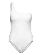 Asymmetrical Textured Swimsuit Uimapuku Uima-asut White Mango