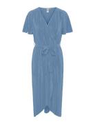 Yasolinda Ss Midi Wrap Dress S. Noos Polvipituinen Mekko Blue YAS