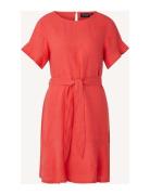 Meghan Linen Dress Polvipituinen Mekko Red Lexington Clothing