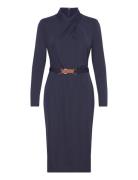 Str Matte Jersey-Dress Polvipituinen Mekko Navy Lauren Ralph Lauren