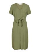 Viprisilla S/S V-Neck Midi Dress Polvipituinen Mekko Green Vila