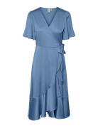 Yasthea 2/4 Midi Wrap Dress S. Noos Polvipituinen Mekko Blue YAS