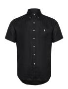 Custom Fit Linen Shirt Tops Shirts Short-sleeved Black Polo Ralph Laur...