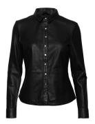 Shirt W/Buttons Tops Shirts Long-sleeved Black DEPECHE