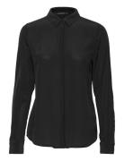 Lilliebbcorinna Silkshirt Tops Shirts Long-sleeved Black Bruuns Bazaar
