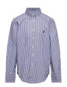 Plaid Cotton Poplin Shirt Tops Shirts Long-sleeved Shirts Blue Ralph L...
