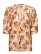 Esmay Palm Leaves Blouse Tops Blouses Short-sleeved Multi/patterned Da...