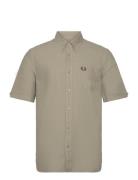 Oxford Shirt Tops Shirts Short-sleeved Green Fred Perry