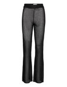 Sequin Knit Fitted Flared Pants Bottoms Trousers Flared Black REMAIN B...