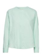 Crinckle Pop Fleur Shirt Tops Shirts Long-sleeved Green Mads Nørgaard