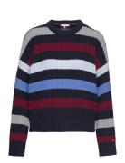 Cable Rwb Stripe C-Nk Sweater Tops Knitwear Jumpers Multi/patterned To...