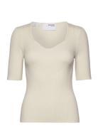 Slfjamina 2/4 Knit Ex Tops T-shirts & Tops Short-sleeved Cream Selecte...