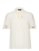 Pleated Georgette Blouse Tops Blouses Short-sleeved Cream Lauren Ralph...