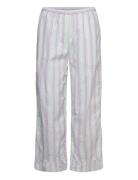 Stripe Seersucker Elasticated Mid Waist Pants Bottoms Trousers Straigh...