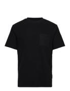 Structured Tops T-shirts Short-sleeved Black Tom Tailor