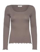 Cotton T-Shirt Tops T-shirts & Tops Long-sleeved Beige Rosemunde