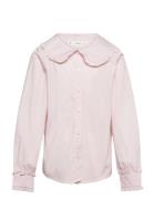 Double Baby-Collar Shirt Tops Shirts Long-sleeved Shirts Pink Mango