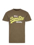 Vintage Vl Real Orig Od Tee Tops T-shirts Short-sleeved Khaki Green Su...