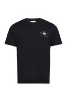 Reg Archive Shield Emb Ss T-Shirt Tops T-shirts Short-sleeved Black GA...