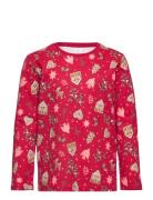Top Ls Gingerbread Aop Tops T-shirts Long-sleeved T-shirts Red Lindex