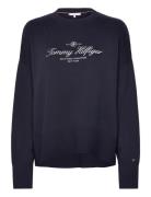 Co Script Graphic C-Nk Swt Tops Knitwear Jumpers Blue Tommy Hilfiger