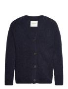 Hairy Texture V-Neck Cardigan Tops Knitwear Cardigans Blue GANT