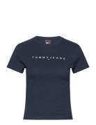 Tjw Slim Linear Tee Ss Ext Tops T-shirts & Tops Short-sleeved Navy Tom...