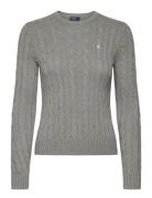Cable-Knit Cotton Crewneck Sweater Tops Knitwear Jumpers Grey Polo Ral...