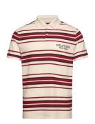 Stripe H Ycomb Monotype Polo Tops Polos Short-sleeved Cream Tommy Hilf...