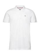 Tjm Slim Placket Polo Ext Tops Polos Short-sleeved White Tommy Jeans