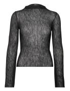 Plisse Flare Sleeve Top Tops Shirts Long-sleeved Black Gina Tricot