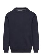 Knit Cotton Sweater Tops Sweat-shirts & Hoodies Sweat-shirts Navy Mang...