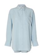 Slfmaddie Ls Striped Tencel Shirt B Tops Shirts Long-sleeved Blue Sele...