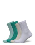 Sock High Ankle 4 P Soft Cable Lingerie Socks Regular Socks Green Lind...