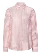 Rel Striped Linen Shirt Tops Shirts Long-sleeved Pink GANT