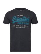 Vl Premium Goods Graphic Tee Tops T-shirts Short-sleeved Navy Superdry