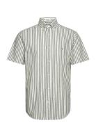 Reg Cotton Linen Stripe Ss Shirt Tops Shirts Short-sleeved Green GANT