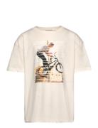 Over Printed T-Shirt Tops T-shirts Short-sleeved Cream Tom Tailor
