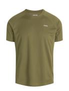 Mens Sports T-Shirt With Chest Print Sport T-shirts Short-sleeved Khak...