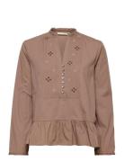 Tove Blouse Tops Blouses Long-sleeved Beige ODD MOLLY