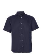Kris Linen Ss Shirt Tops Shirts Short-sleeved Blue Les Deux