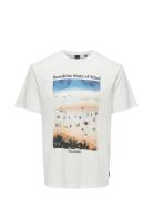 Onskolton Reg Beach Photoprint Ss Tee Tops T-shirts Short-sleeved Whit...