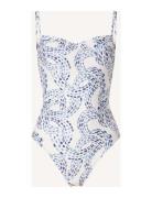 Eva Printed Swimsuit Uimapuku Uima-asut Blue Lexington Clothing